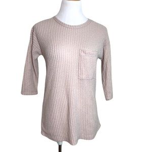 Bobeau Pale Pink Waffle Knit Top Size XS